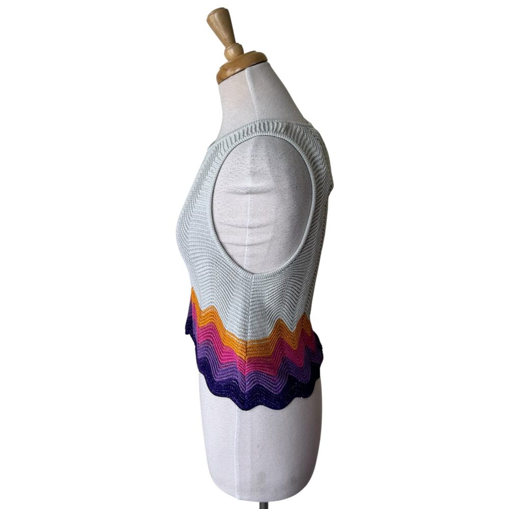 SANDRO Vallee Openwork Knit Tank Wave Pattern Mulit color Size 2 NWT - Picture 7 of 13